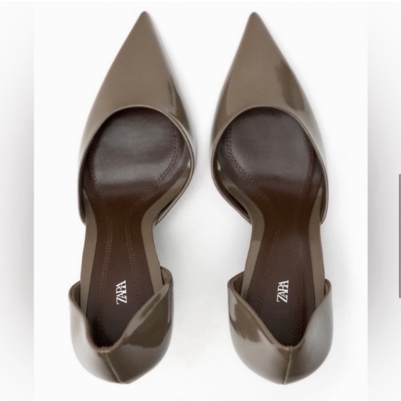 Zara Taupe Pointed Toe High Heel Court Shoes - Picture 6 of 10
